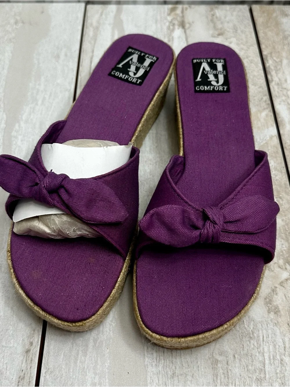 Aj Valenci Purple Knot Espadrille Wedge Slide Resort Vacation Vibrant Summer 9.5